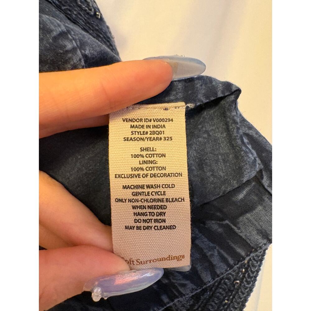 Soft Surroundings Pom Pom Embroidered Cropped Denim Jacket Women's Plus size 3X - Picture 4 of 6